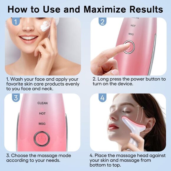 Latme Facial Massager, Neck Face Massager Tool, 3 Mode Massage with Heat - Picture 3 of 8